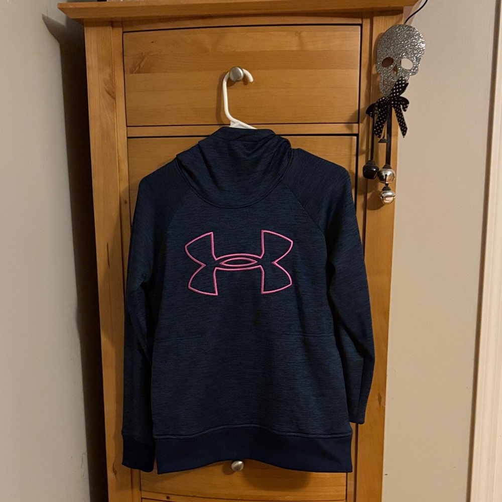 Under Armour Navy Hoodie with Pink Logo